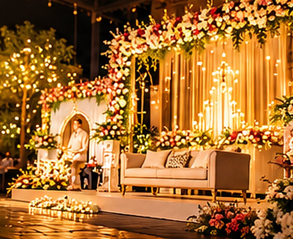 Wedding stage with floral décor
